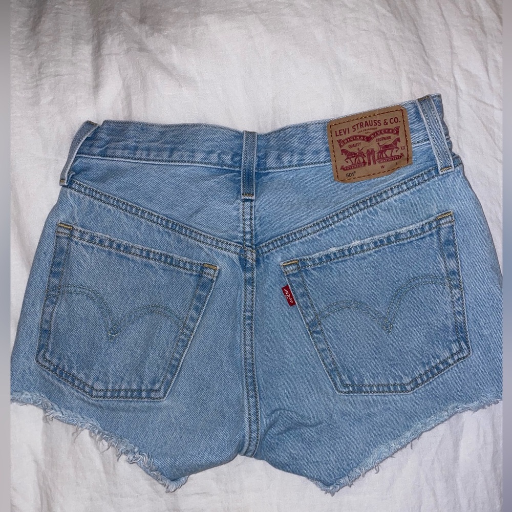 LEVI’S 501 vintage high rise denim shorts, button fly, light denim, never worn